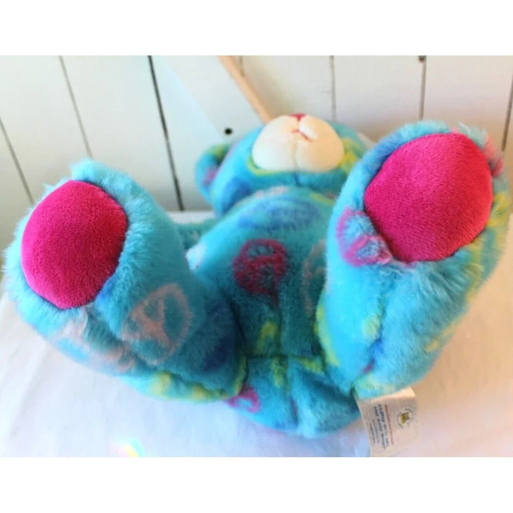 Build A Bear Blue/Pink Peace Bear Soft Plush Toy Animal 14